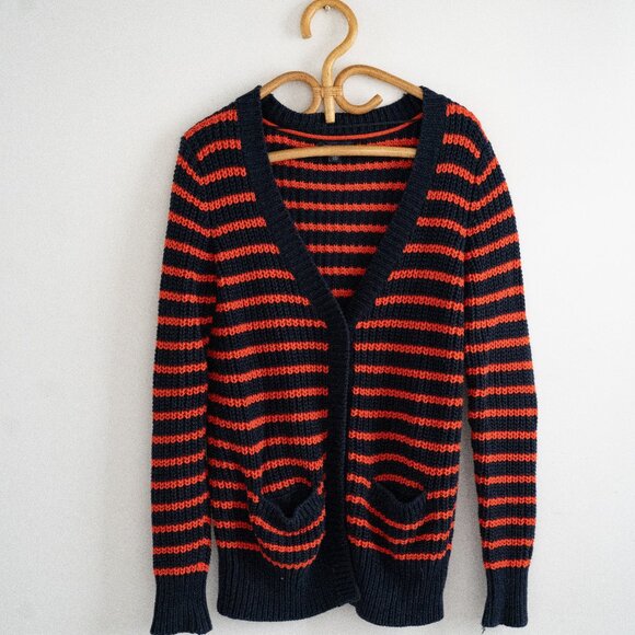Tommy Hilfiger Red and Blue Waffle Knit Cardigan Sweater Sz M - Picture 1 of 5